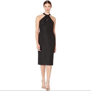 London Times Glittery Twist Neck Sheath Dress